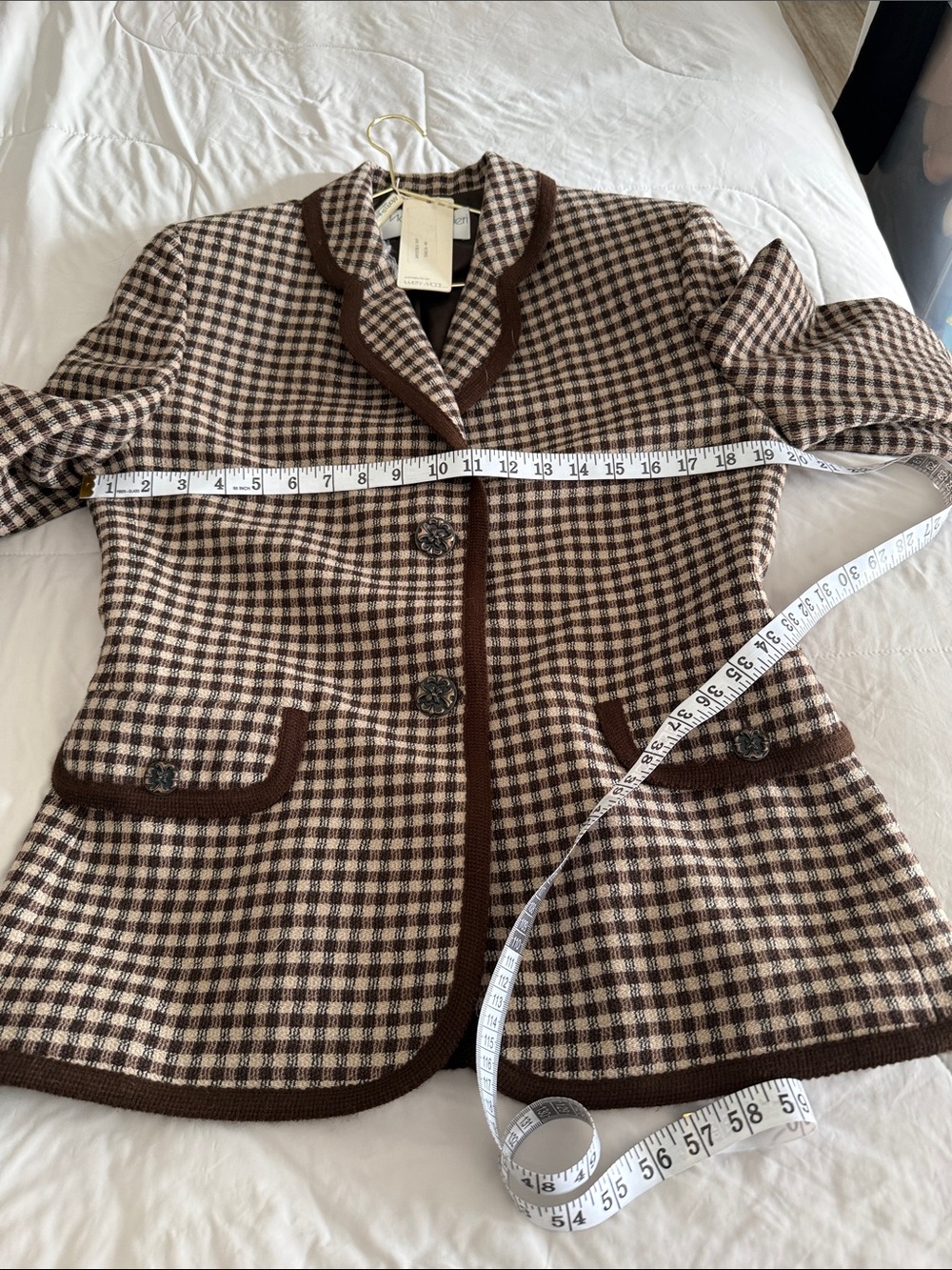 Brown & Cream Houndstooth Trim Blazer - Picture 7 of 8